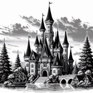 Un chateau plein de mystère que des aventuriers, joueurs d'une partie de jeu de rôle, pourrait explorer pour découvrir les mystères d'un scénario de campagne ou de one shot de jdr.